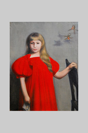 inspiracja, kopia obrazu Portret dziewczynki w czerwonej sukni